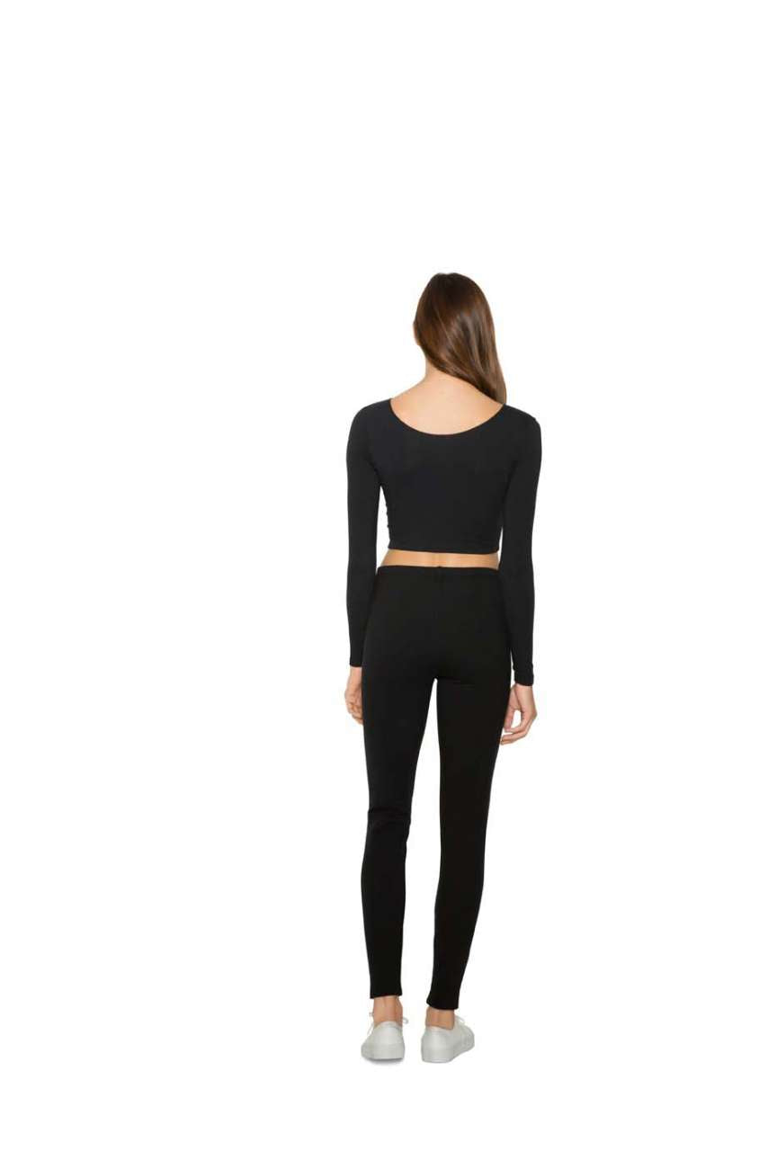 WOMEN'S COTTON SPANDEX LONG SLEEVE CROP TOP