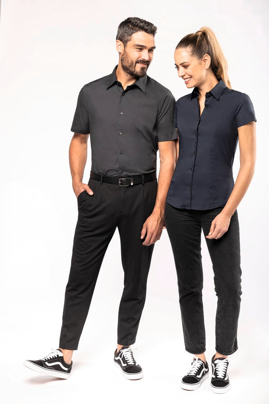 LADIES' SHORT-SLEEVED COTTON/ELASTANE SHIRT