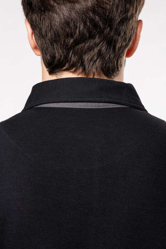 FRENCH RIB - LONG-SLEEVED RIBBED POLO SHIRT