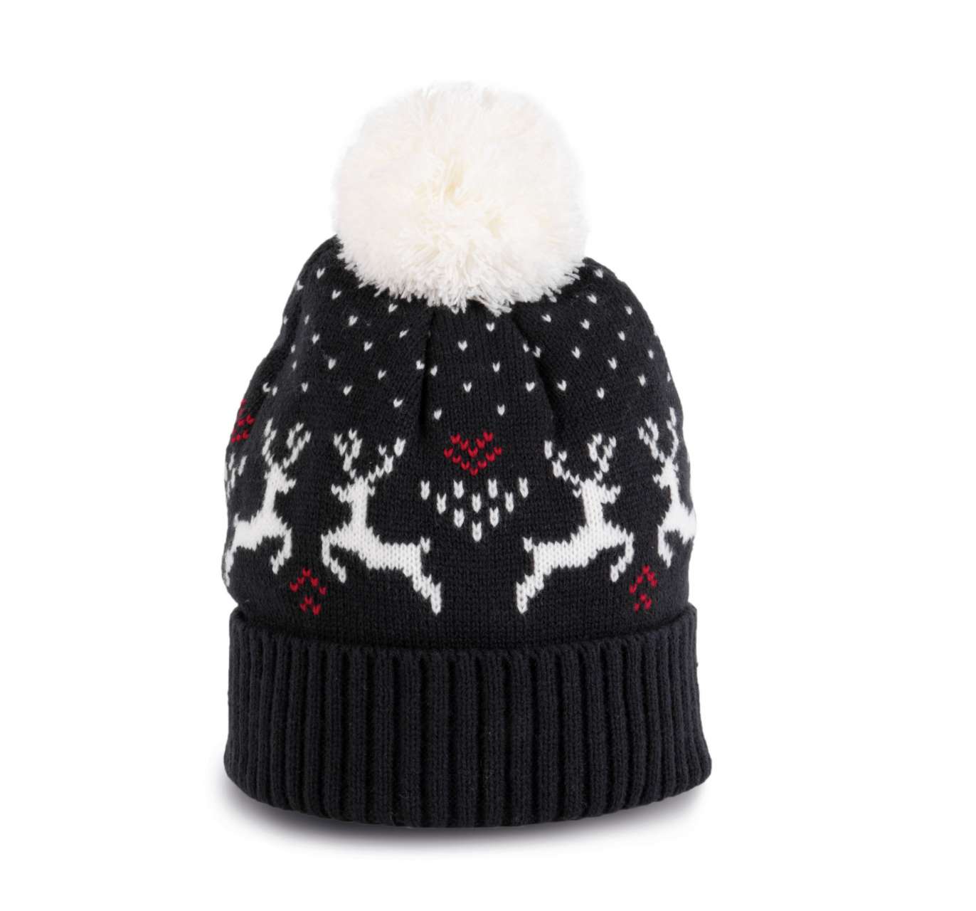 WINTER BEANIE WITH REINDEER DESIGN