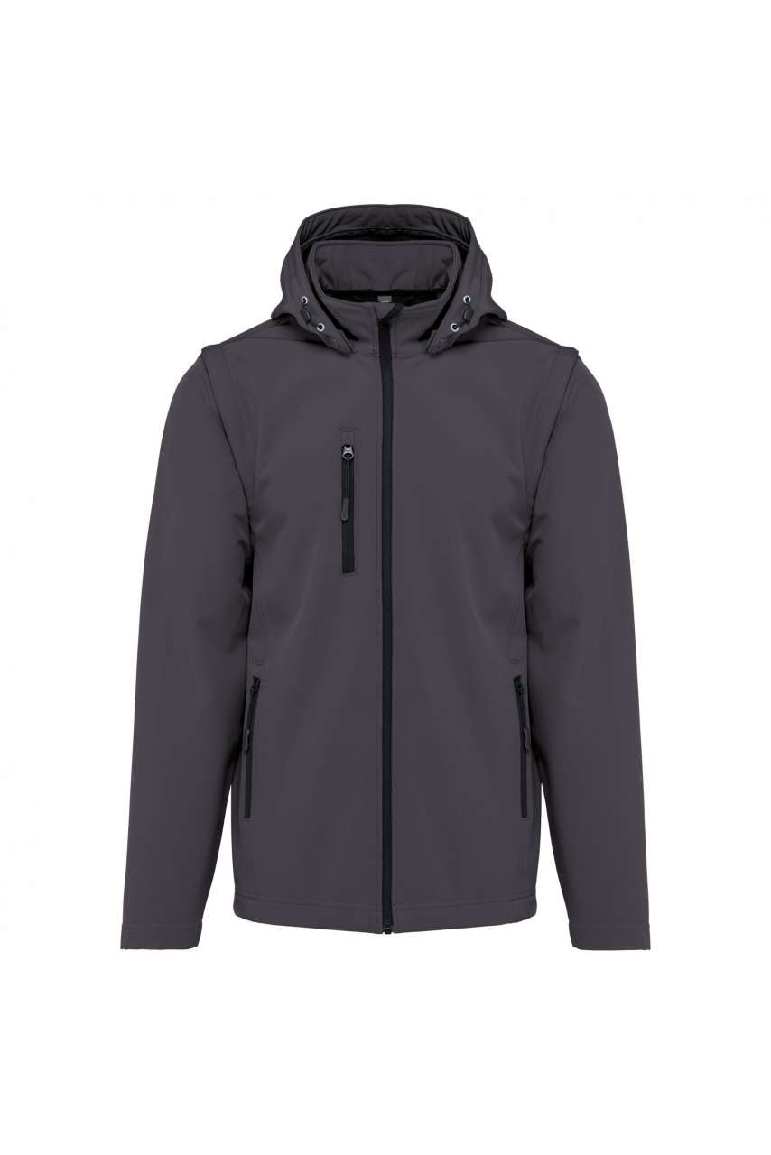 VESTE SOFTSHELL UNISEXE 3 COUCHES À CAPUCHE AVEC MANCHES AMOVIBLES