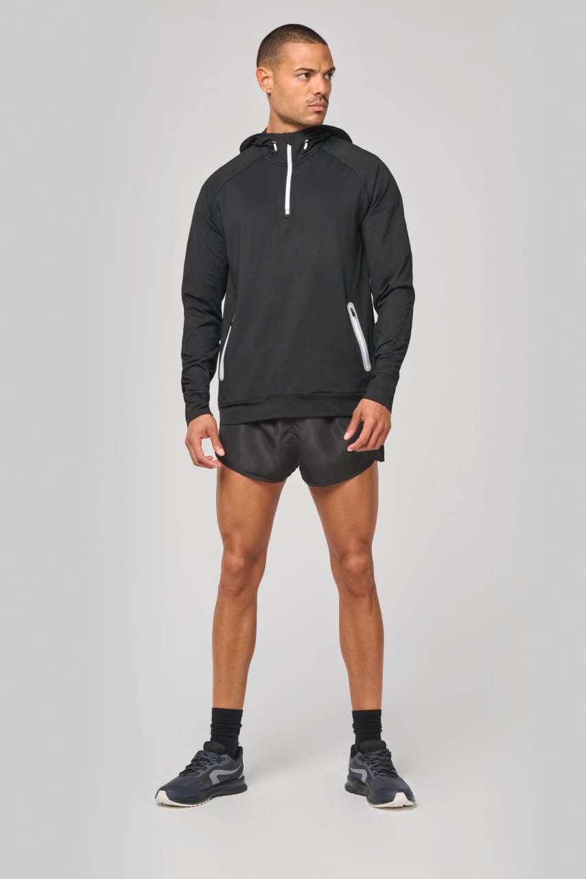 SWEAT-SHIRT DE SPORT À CAPUCHE ET COL ZIPPÉ
