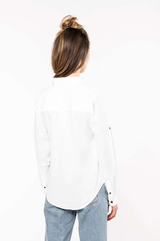 LADIES' LONG SLEEVE LINEN AND COTTON SHIRT