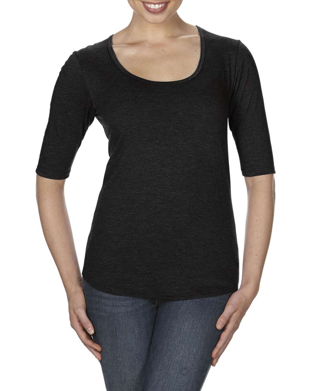 WOMEN’S TRI-BLEND DEEP SCOOP 1/2 SLEEVE TEE