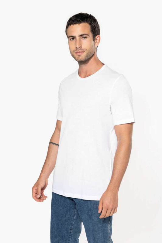MEN'S SHORT-SLEEVED ORGANIC T-SHIRT WITH RAW EDGE NECKLINE