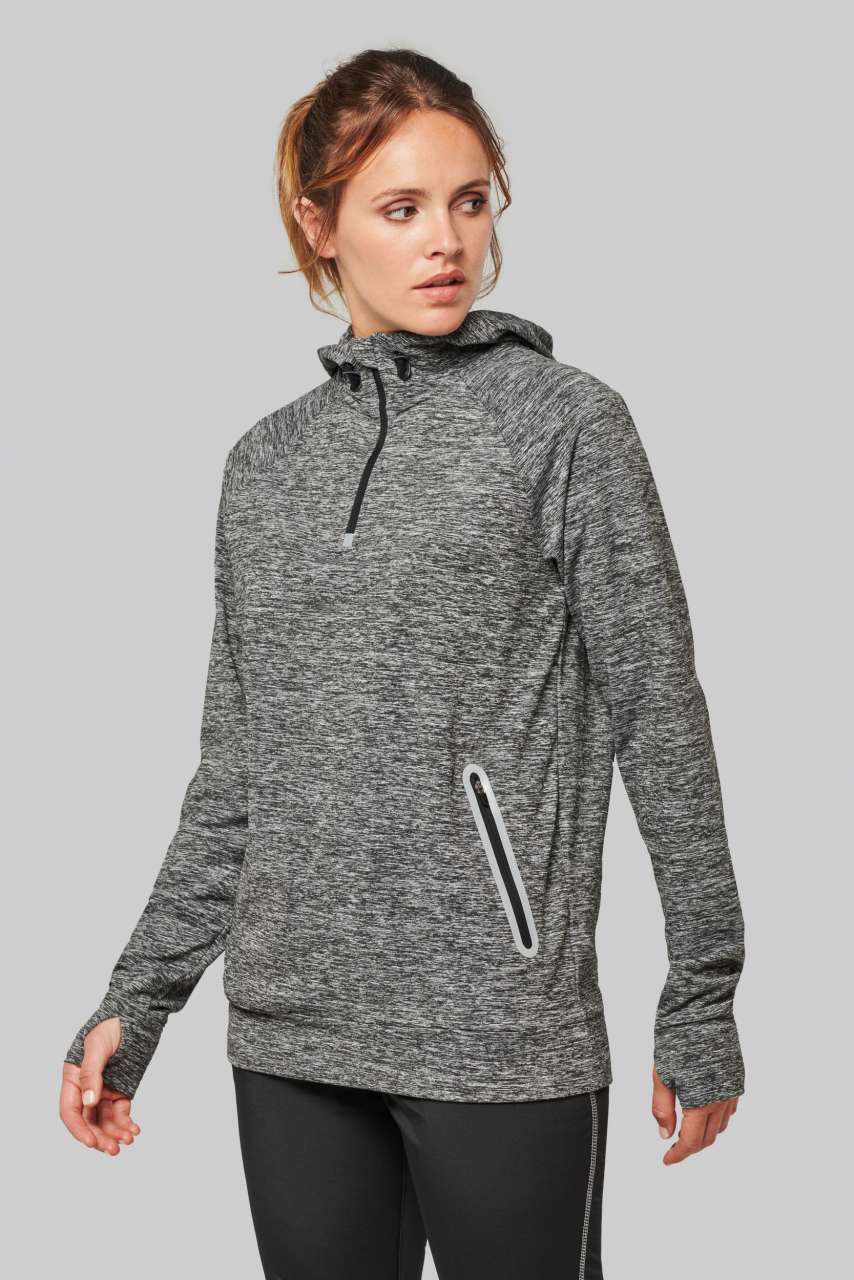 SWEAT-SHIRT DE SPORT À CAPUCHE ET COL ZIPPÉ