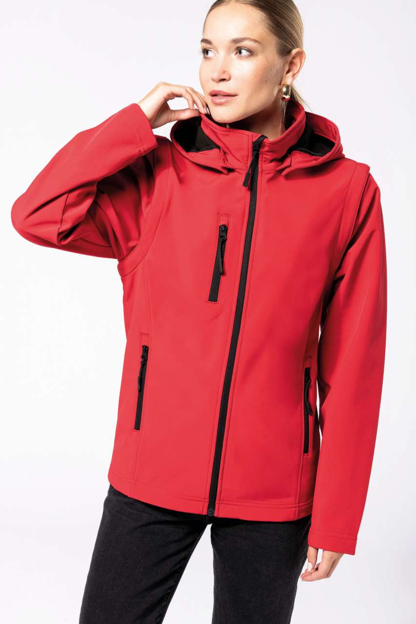 VESTE SOFTSHELL UNISEXE 3 COUCHES À CAPUCHE AVEC MANCHES AMOVIBLES
