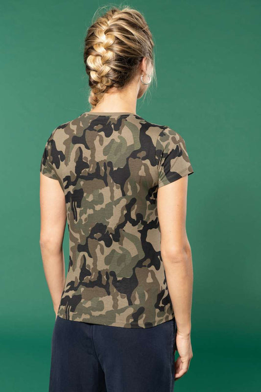 LADIES' SHORT-SLEEVED CAMO T-SHIRT