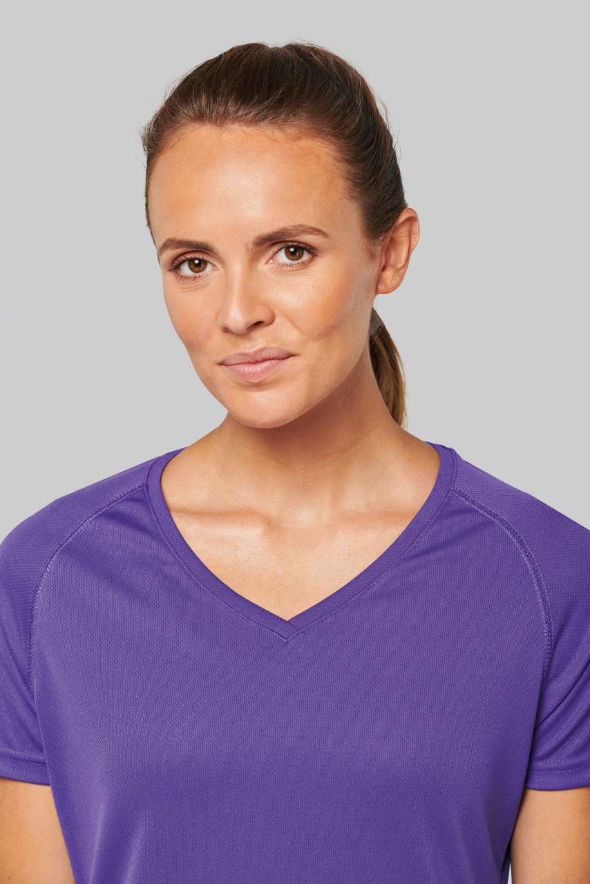 LADIES’ V-NECK SHORT SLEEVE SPORTS T-SHIRT