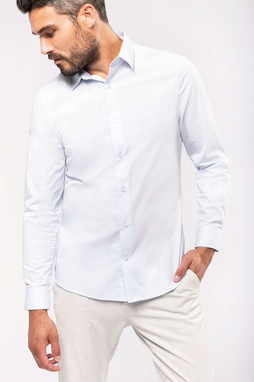 CHEMISE EN POPELINE DE COTON À MANCHES LONGUES POUR HOMME