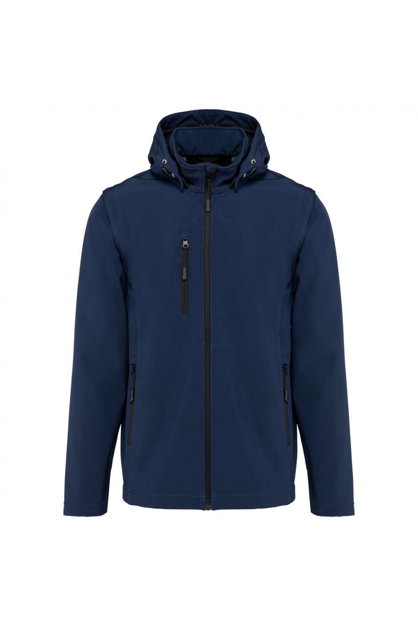 VESTE SOFTSHELL UNISEXE 3 COUCHES À CAPUCHE AVEC MANCHES AMOVIBLES