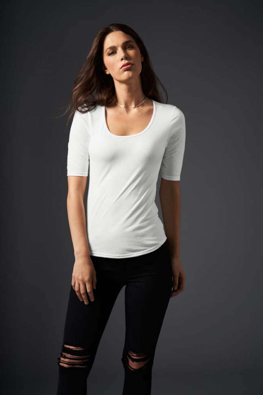 WOMEN’S TRI-BLEND DEEP SCOOP 1/2 SLEEVE TEE
