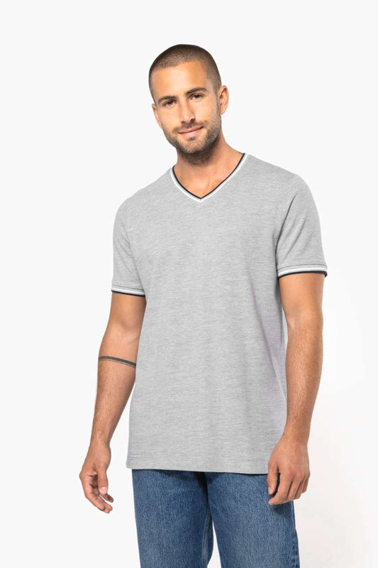 MEN'S PIQUÉ KNIT V-NECK T-SHIRT