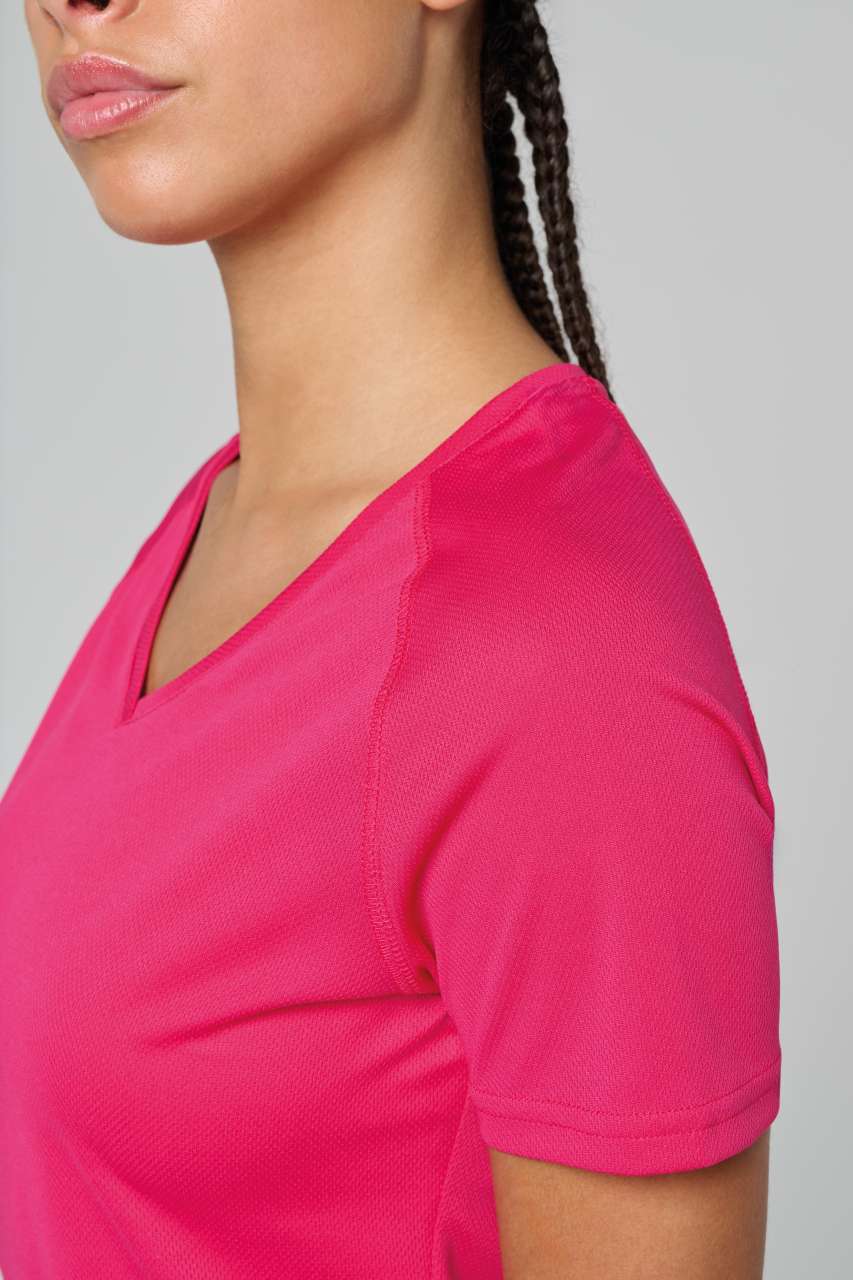 LADIES’ V-NECK SHORT SLEEVE SPORTS T-SHIRT