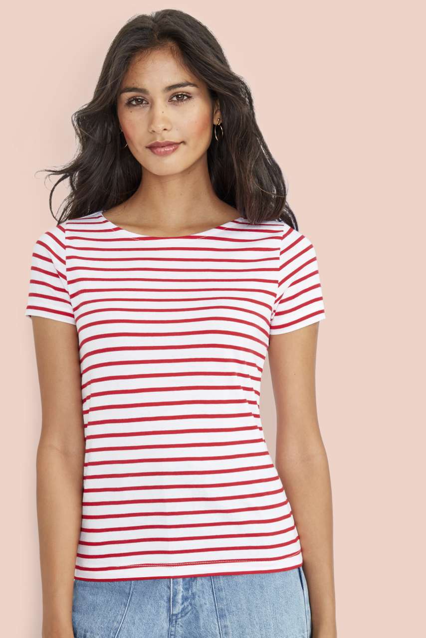 SOL'S MILES WOMEN - ROUND NECK STRIPED T-SHIRT