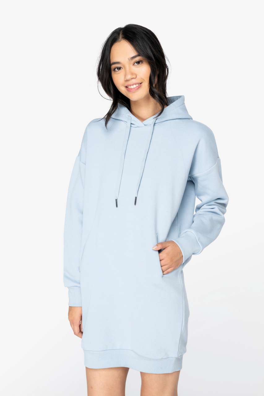 UMWELTFREUNDLICHES DAMEN-SWEATSHIRTKLEID MIT KAPUZE