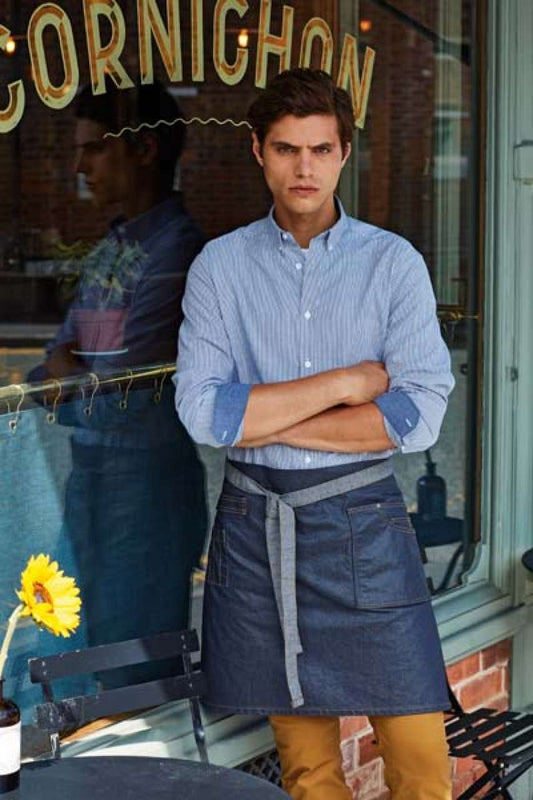 'DIVISION' WAXED LOOK DENIM WAIST APRON