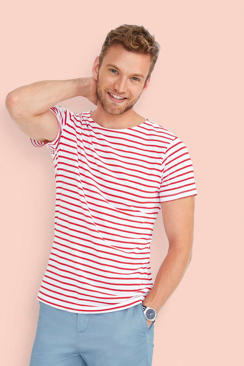 SOL'S MILES MEN - ROUND NECK STRIPED T-SHIRT