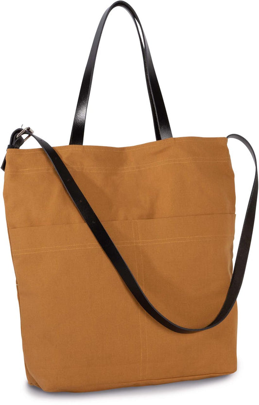 HANDBAG WITH LEATHER SHOULDER STRAP