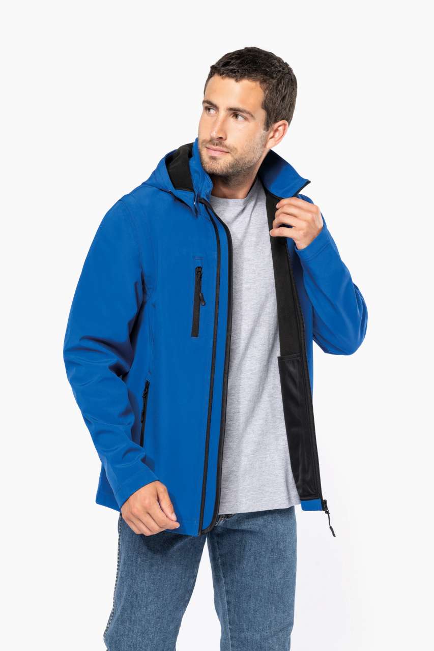 VESTE SOFTSHELL UNISEXE 3 COUCHES À CAPUCHE AVEC MANCHES AMOVIBLES