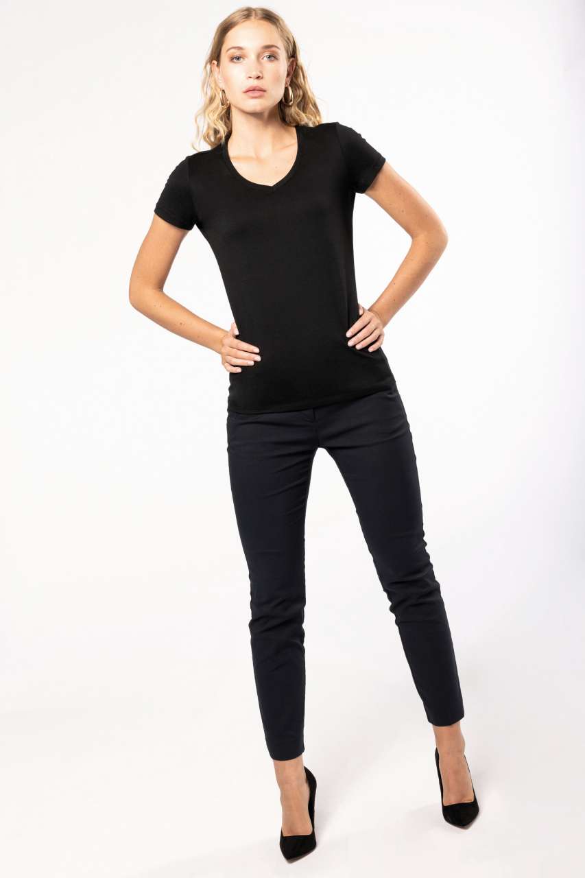 LADIES' SUPIMA® V-NECK SHORT SLEEVE T-SHIRT