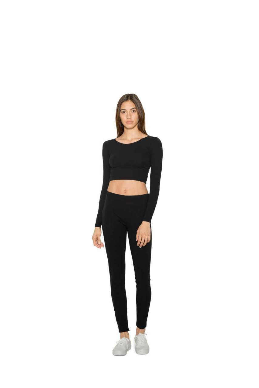 WOMEN'S COTTON SPANDEX LONG SLEEVE CROP TOP
