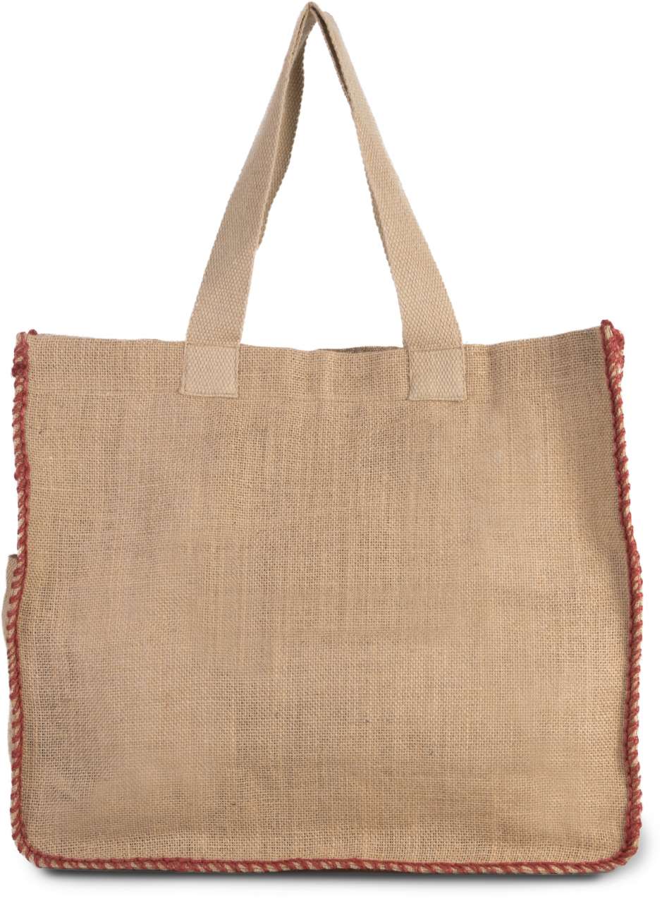 SAC EN JUTE AVEC COUTURES CONTRASTÉES