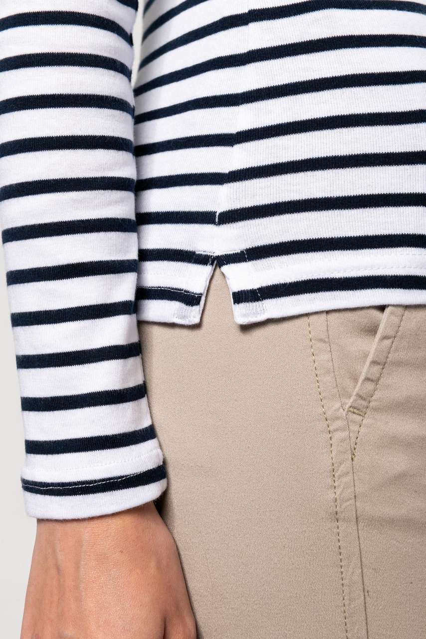 LADIES’ LONG-SLEEVED BRETON STRIPE TOP