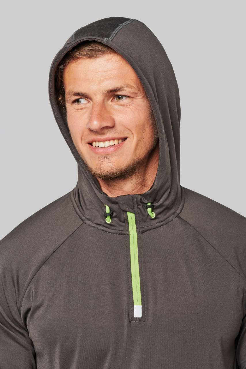 SWEAT-SHIRT DE SPORT À CAPUCHE ET COL ZIPPÉ