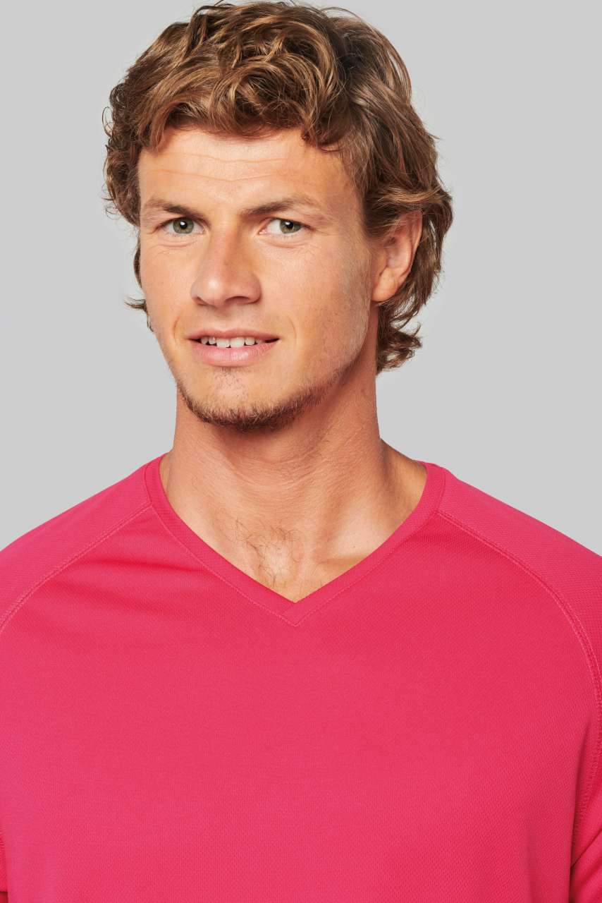 T-SHIRT DE SPORT À MANCHES COURTES ET COL EN V POUR HOMME