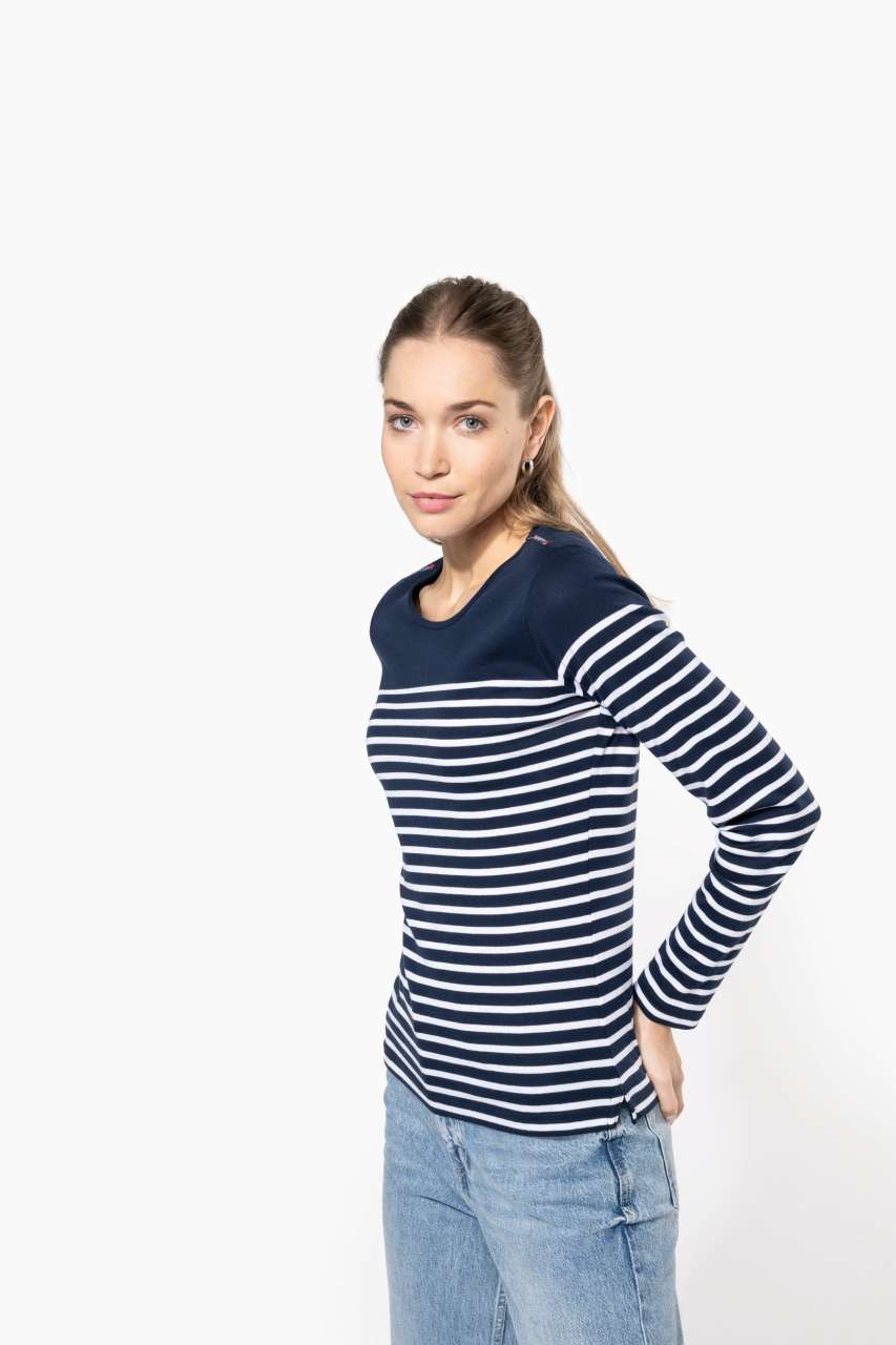 LADIES’ LONG-SLEEVED BRETON STRIPE TOP