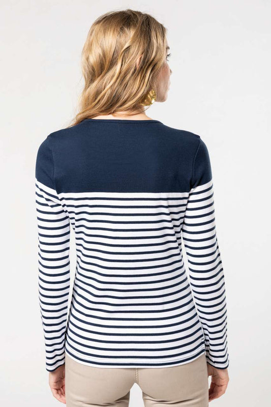 LADIES’ LONG-SLEEVED BRETON STRIPE TOP