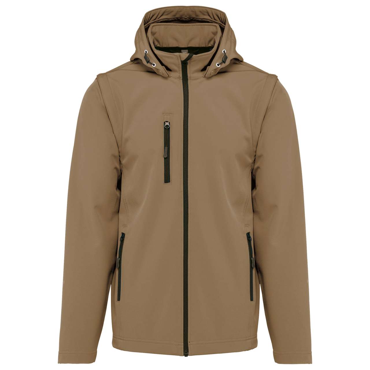 VESTE SOFTSHELL UNISEXE 3 COUCHES À CAPUCHE AVEC MANCHES AMOVIBLES