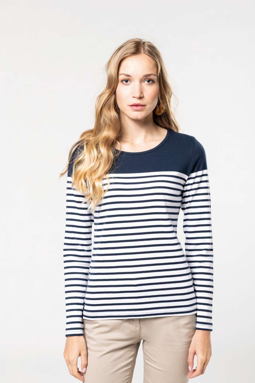 LADIES’ LONG-SLEEVED BRETON STRIPE TOP