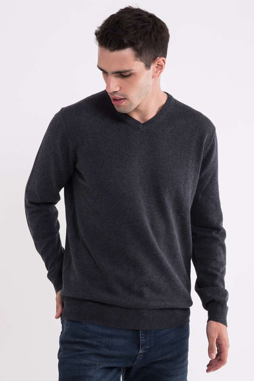 PULL COL V EN COTON FINE JAUGE POUR HOMME