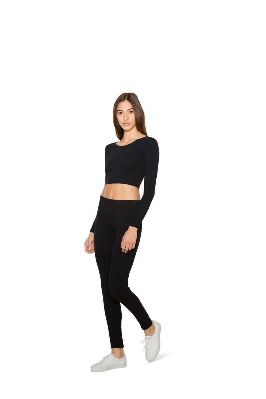 WOMEN'S COTTON SPANDEX LONG SLEEVE CROP TOP