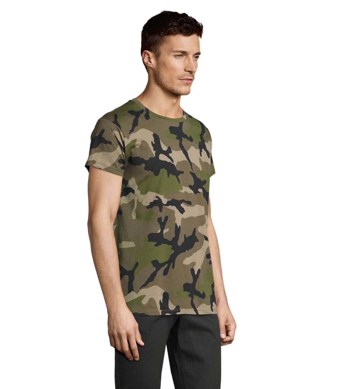 SOL'S CAMO MEN - ROUND COLLAR T-SHIRT