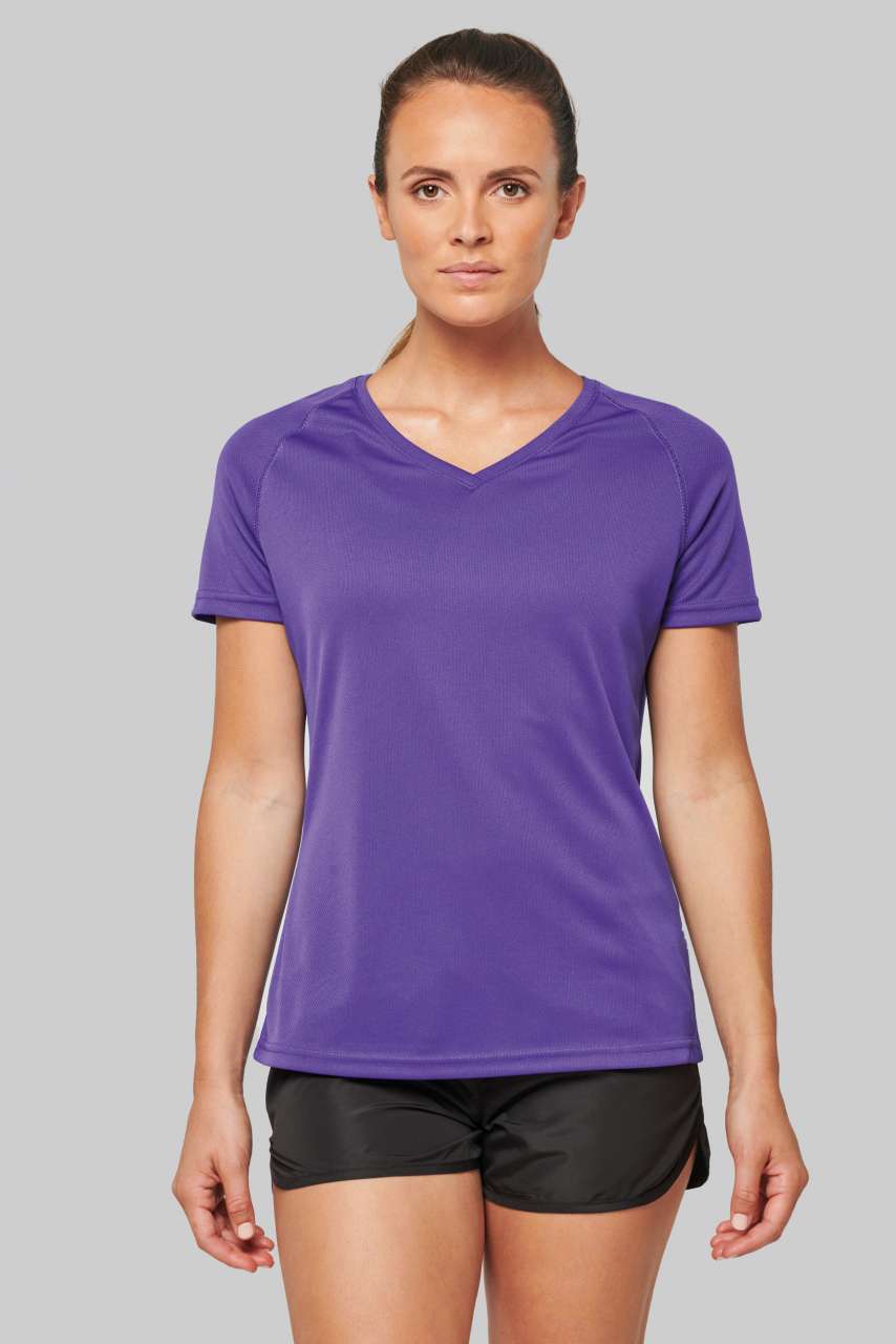 LADIES’ V-NECK SHORT SLEEVE SPORTS T-SHIRT