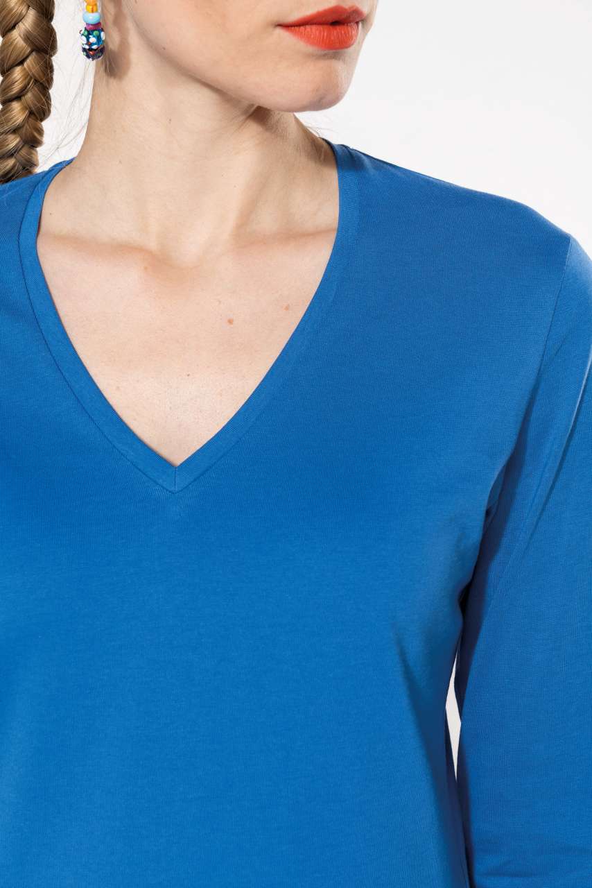 LADIES' LONG-SLEEVED V-NECK T-SHIRT