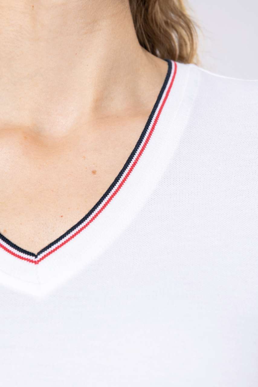 LADIES' PIQUÉ KNIT V-NECK T-SHIRT