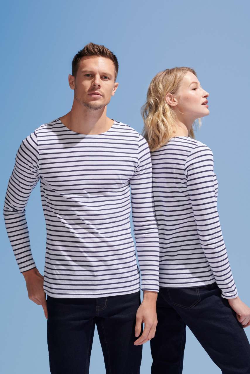 SOL'S MARINE MEN - LONG SLEEVE STRIPED T-SHIRT