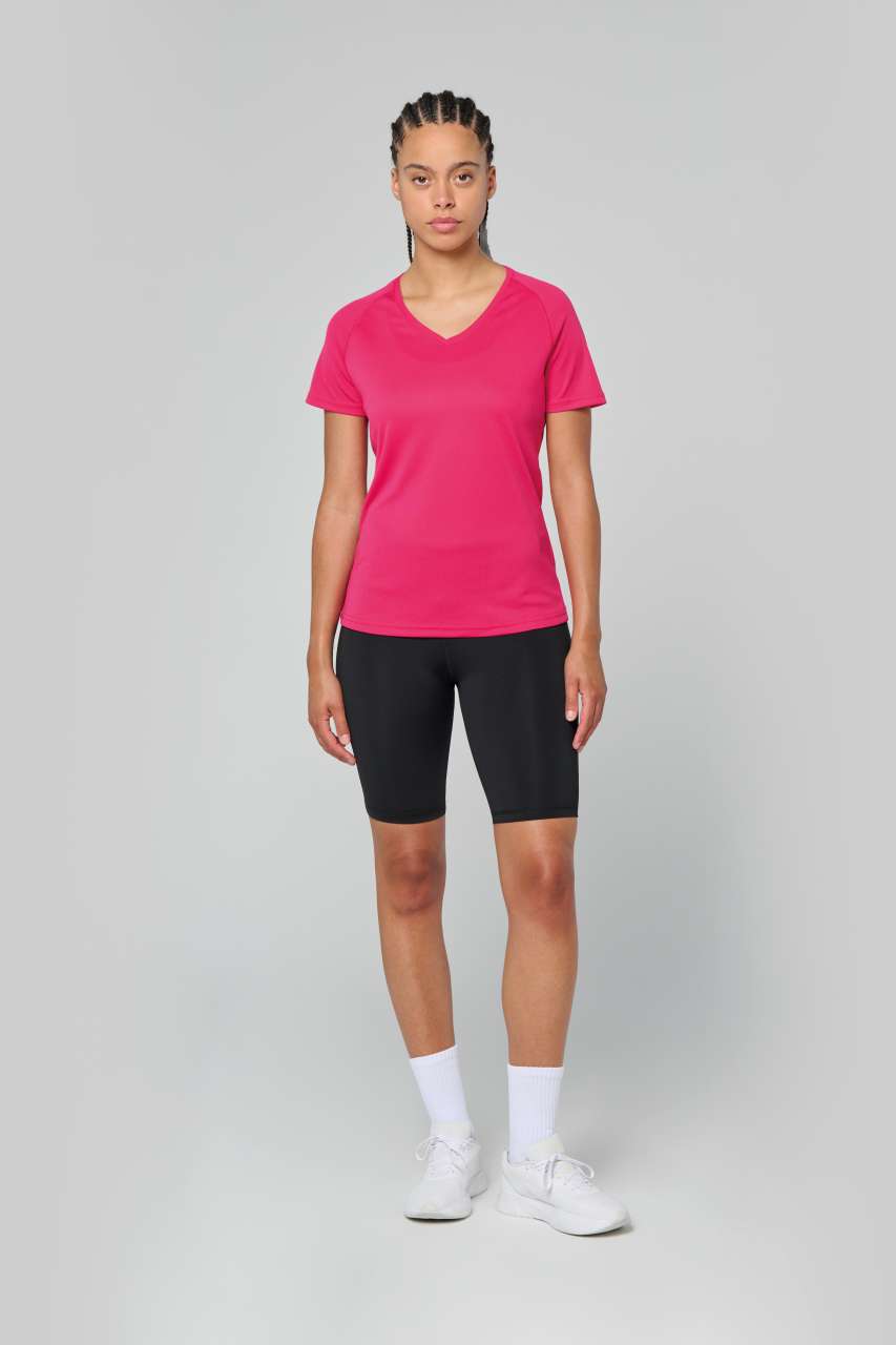 LADIES’ V-NECK SHORT SLEEVE SPORTS T-SHIRT