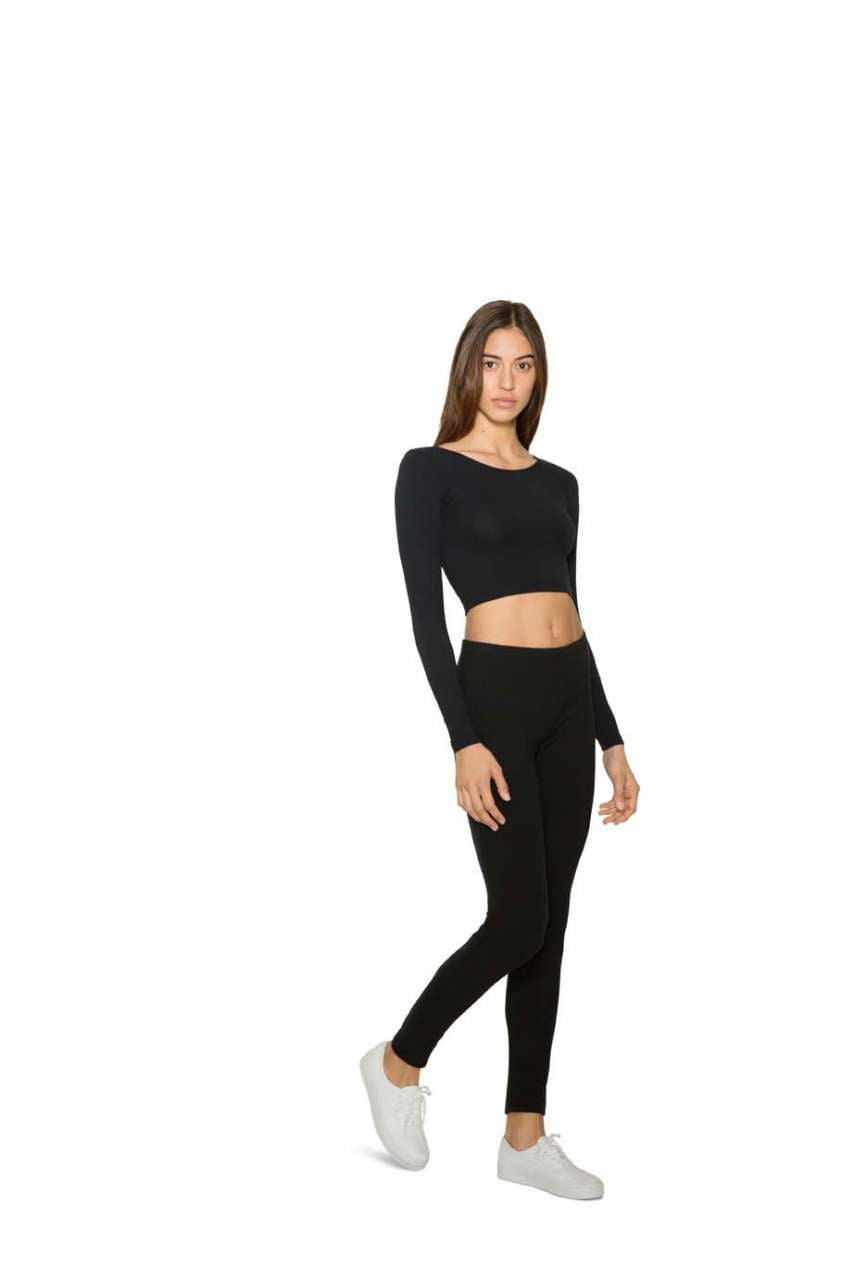 WOMEN'S COTTON SPANDEX LONG SLEEVE CROP TOP