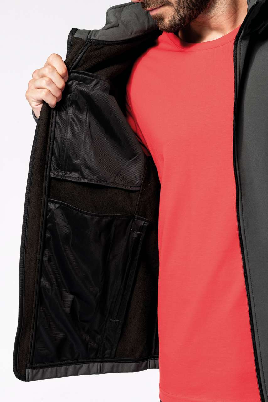 VESTE SOFTSHELL UNISEXE 3 COUCHES À CAPUCHE AVEC MANCHES AMOVIBLES