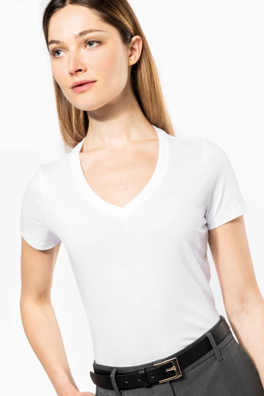 LADIES' SUPIMA® V-NECK SHORT SLEEVE T-SHIRT