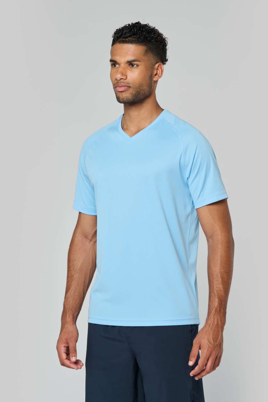 T-SHIRT DE SPORT À MANCHES COURTES ET COL EN V POUR HOMME