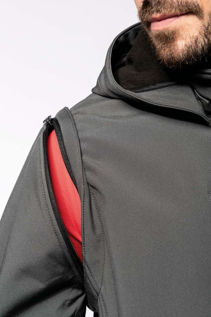 VESTE SOFTSHELL UNISEXE 3 COUCHES À CAPUCHE AVEC MANCHES AMOVIBLES