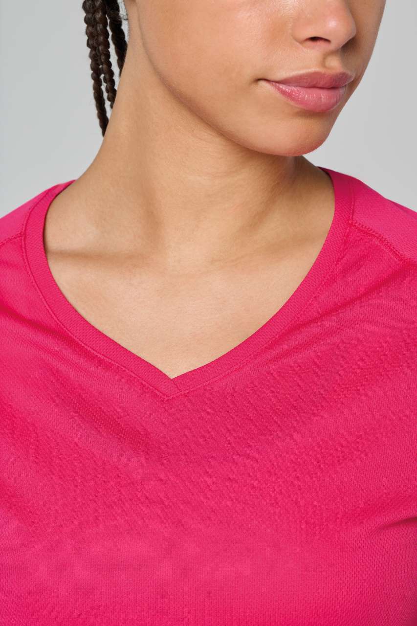 LADIES’ V-NECK SHORT SLEEVE SPORTS T-SHIRT