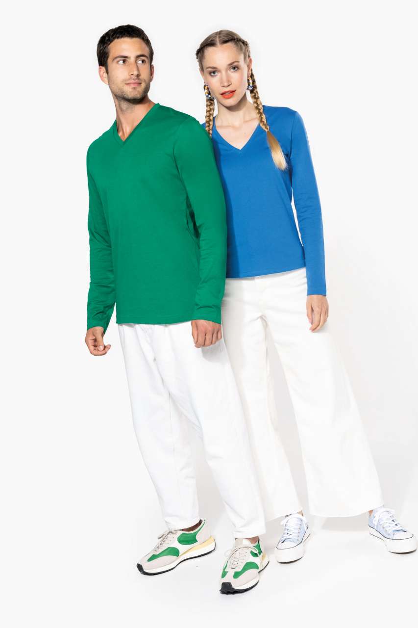 LADIES' LONG-SLEEVED V-NECK T-SHIRT