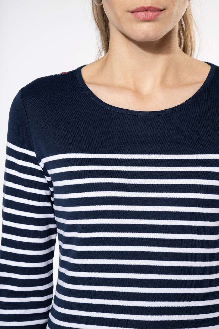 LADIES’ LONG-SLEEVED BRETON STRIPE TOP